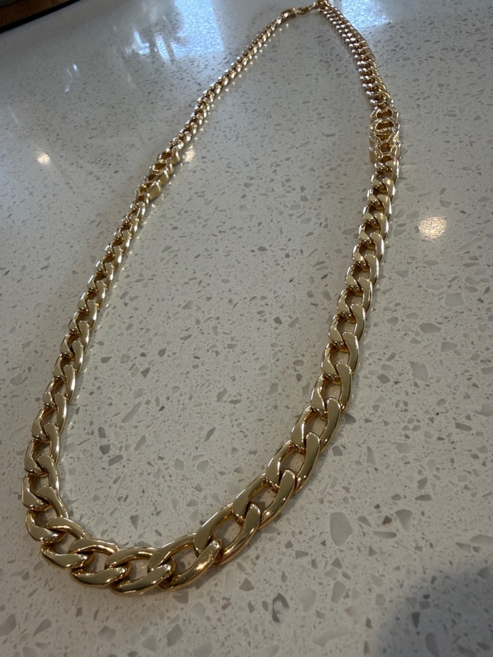 Vintage Christian Dior Gold Tone Chunky Chain Necklace w/ Crystal Links